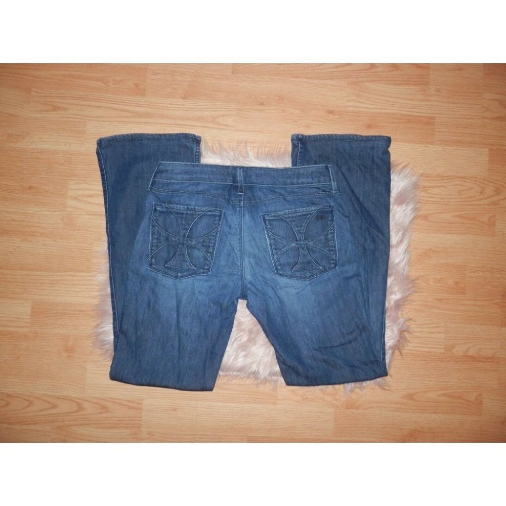 Habitual LA Women's Size 28 Geena Boot Cross Pocket USA Dark Blue Jeans 3014